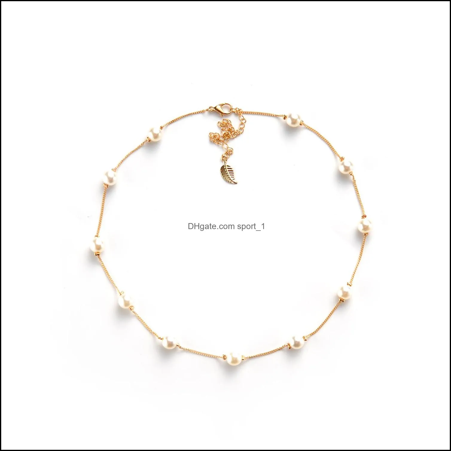 pearl choker dainty adjustable necklace 18k gold plated cultured barque pearls tiny chain delicate mother`s valentine jewelry