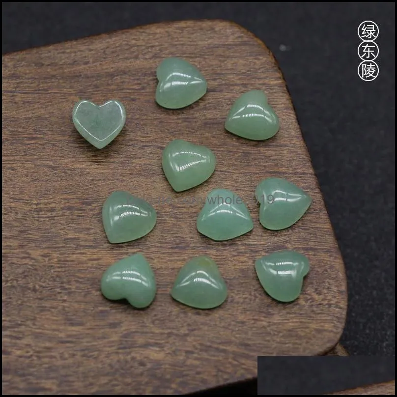 10mm flat back assorted loose stone heart shape cab cabochons beads for jewelry making wholesale