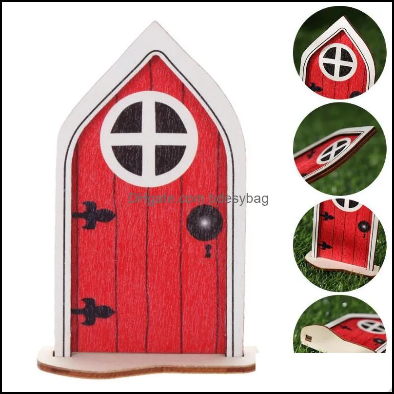 decorative objects & figurines 1pcs miniature fairy gnome elf door with windows for trees yard art garden sculpture diy handmade home