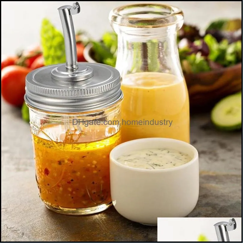 mason jar pour spout lid regular mouth bottle cap jars hole lid dispenser cover rre12455