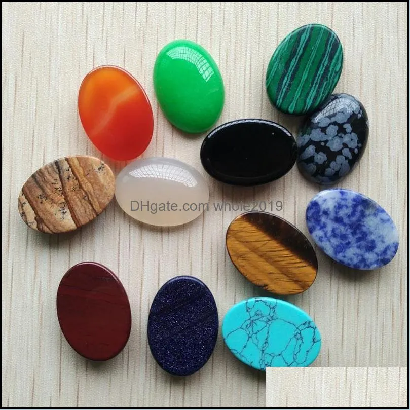 natural stone mixed oval flat base cab cabochon cystal loose beads for necklace earrings jewelry making wholesale 18x25mm