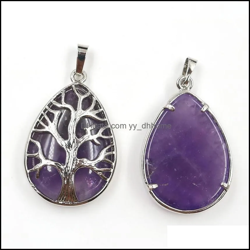 water drop hollowed out life tree pendant necklace sterling silver for women gifts and men jewelry making