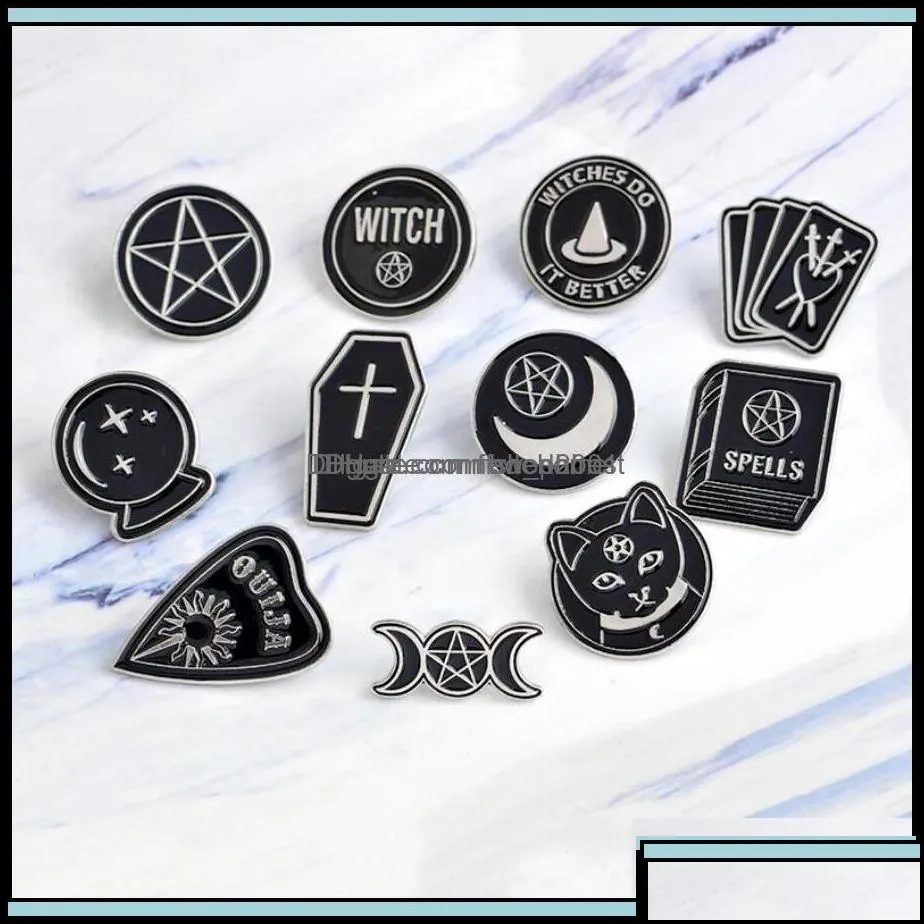 pins brooches jewelry witch ouija moon tarot book new goth style enamel pins badge denim jacket gifts for women men drop delivery 2021