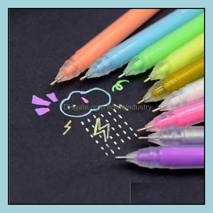 color hand account marker nite writer pen small  0.5mm and white black cardboard drawing student gel set highlighters