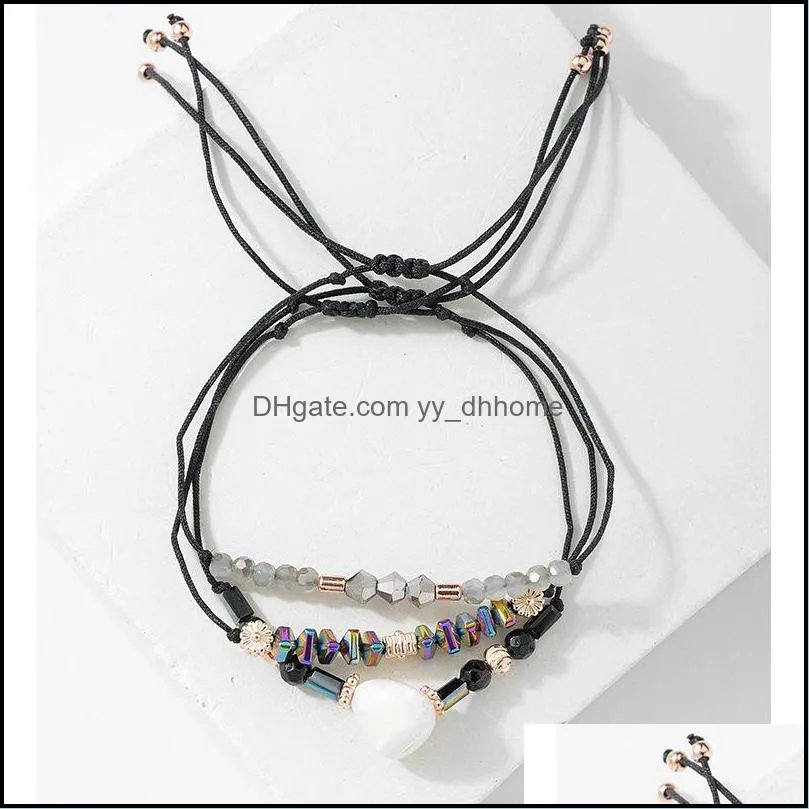 natural stone hand-woven bracelet boho jewelry beaded ladies men`s link wrist stretch chain bracelet set