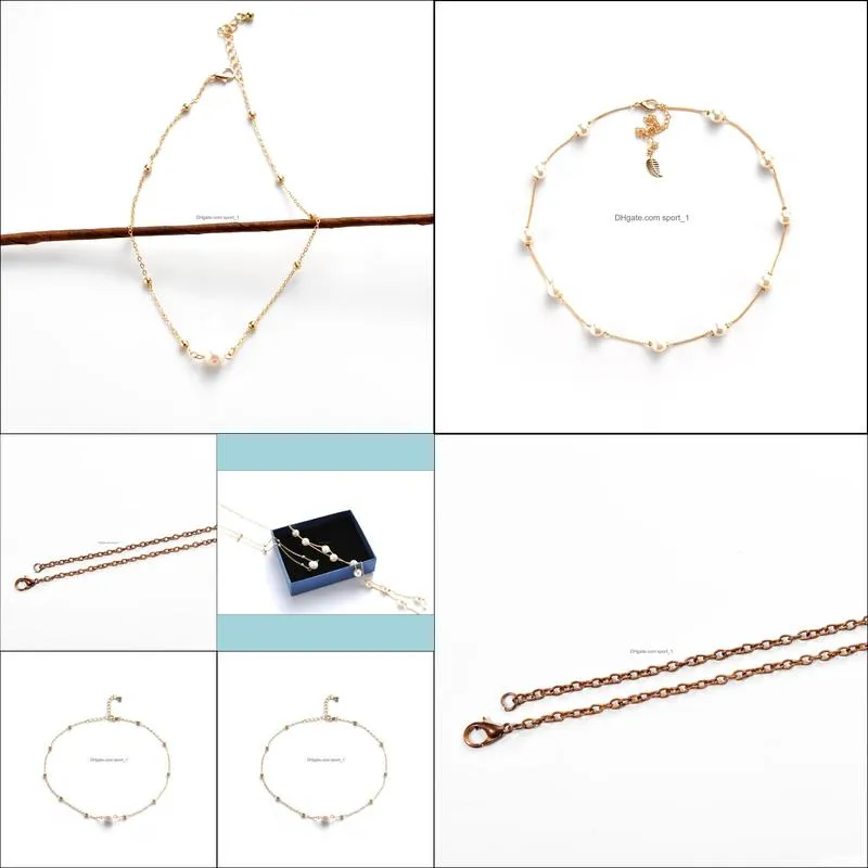 pearl choker dainty adjustable necklace 18k gold plated cultured barque pearls tiny chain delicate mother`s valentine jewelry