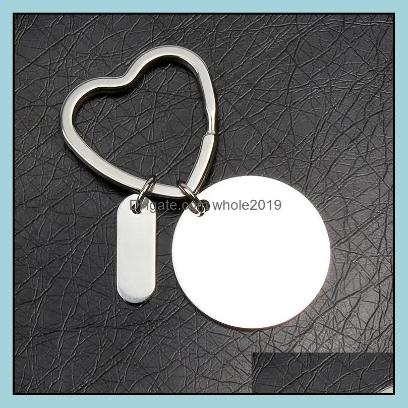 stainless steel thank you keychains metal heart key chain ring rings unisex keyring holder accessories for women men