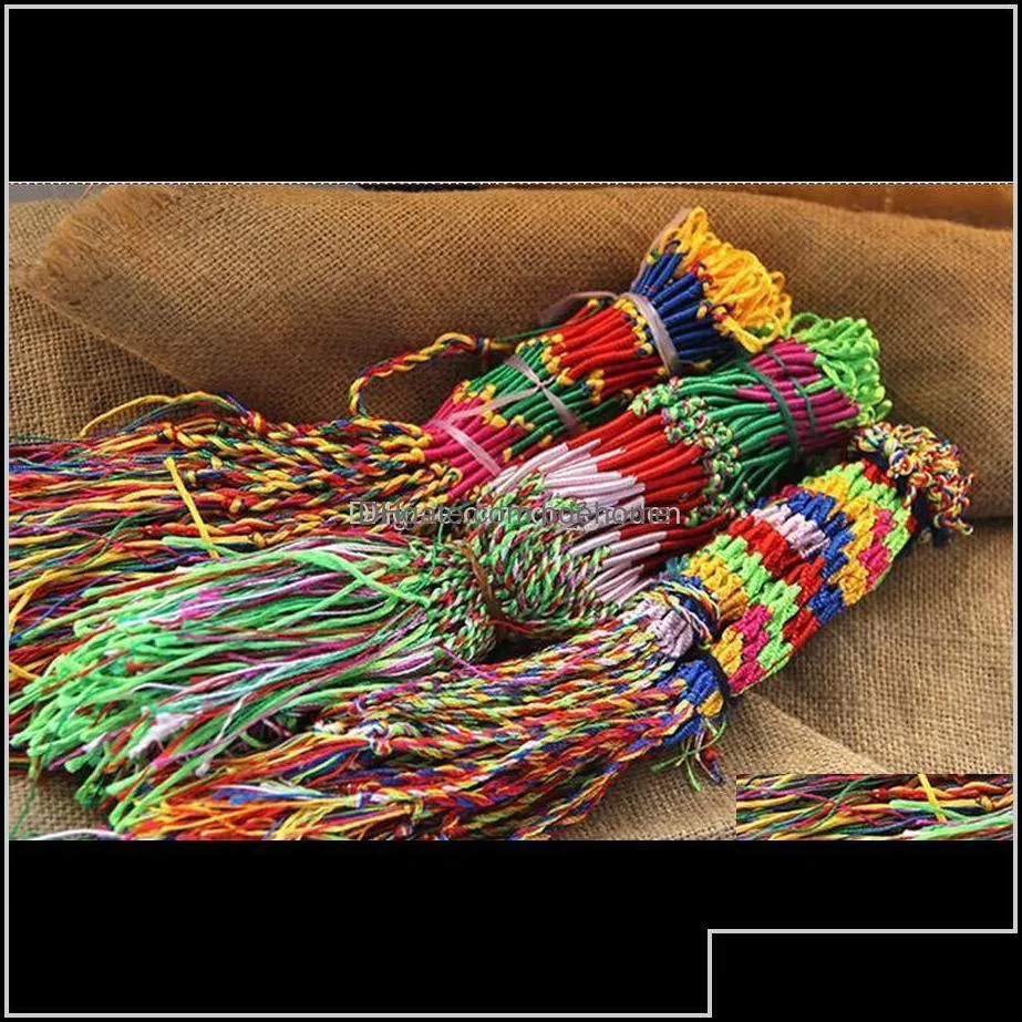 charm bracelets drop delivery 2021 ethnic colorful women braid cords bracelet weaven strands handmade braided string chain bangle for girls