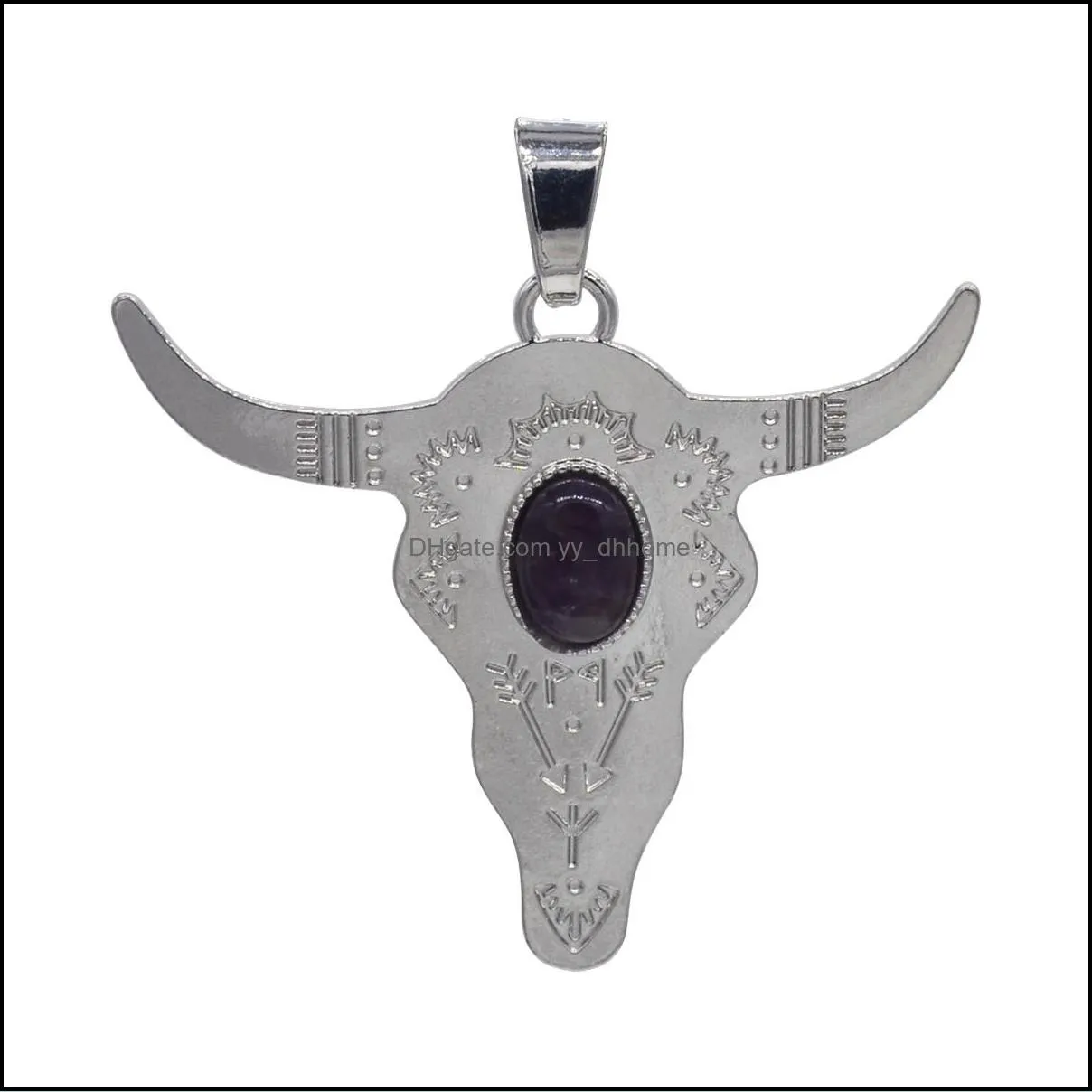 bull head alloy pendant jewelry antique exquisite carving charm necklace women`s thin chain