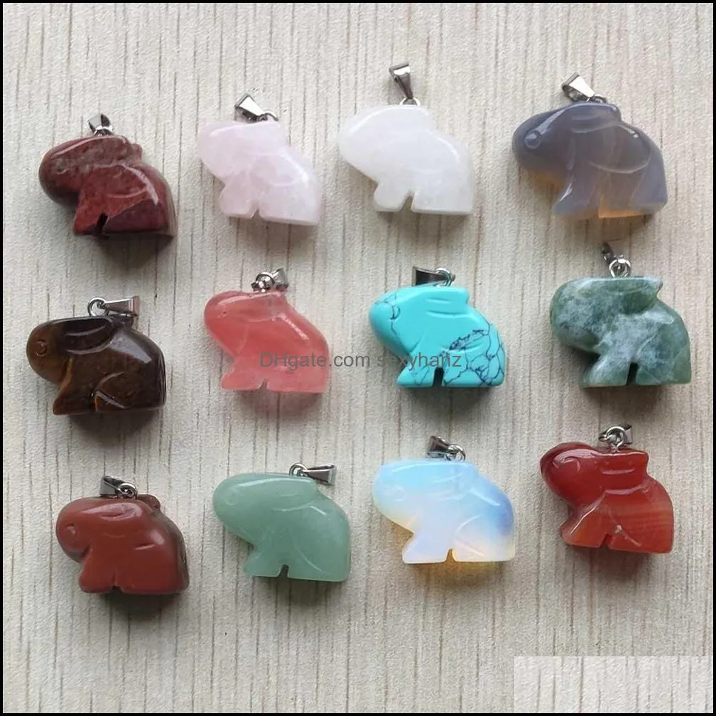 carved animal rabbit assorted natural stone charms crystal pendants for necklace accessories jewelry making