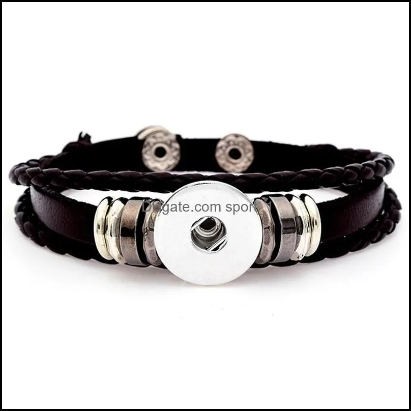 Bracelets Porte Bonheur Noosa Punk Mtilayer Snap Button Bracelet Diy 18Mm Gingembre Tresse Cuir Femmes Hommes Snaps Bijoux Drop Delivery Sport1 Dhy4T Von 0 78 DHgate