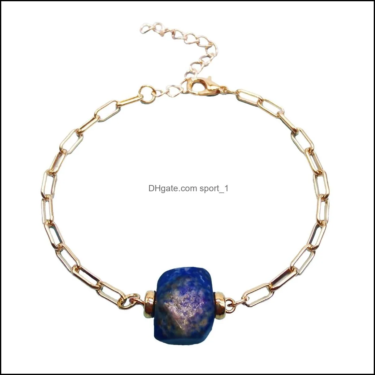 women chain bracelet diffuse energy healing chakra yoga cuff raw tumbled gemstone bangle rough original stone couple jewelry