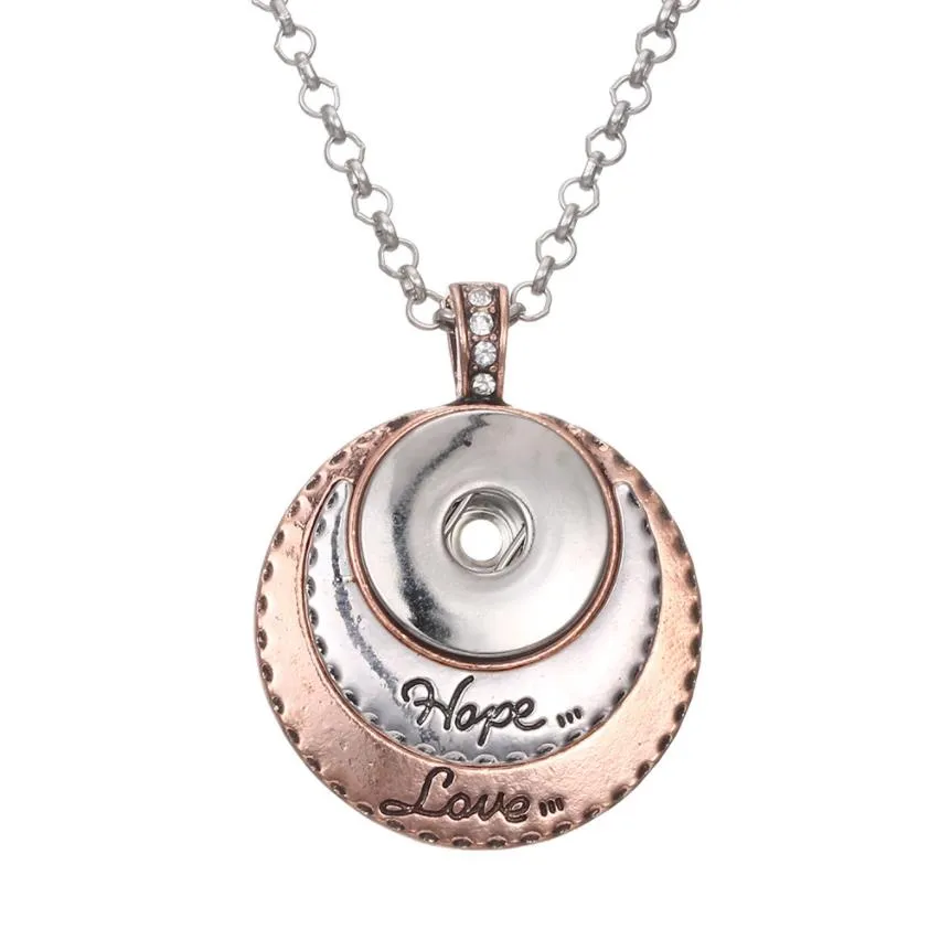 fashion hope love letters charms snap button necklace moon sun pendant diy 18mm ginger snap buttons gift party necklace jewelry