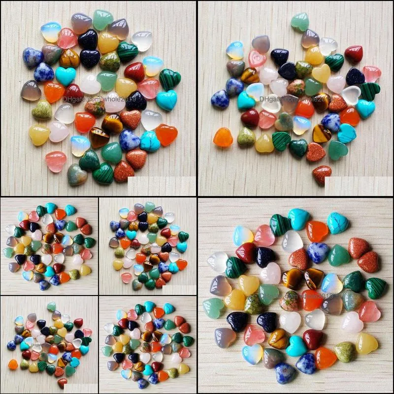 reiki 10mm heart quartz loose stone cab cabochons seven chakras beads for jewelry making healing crystal wholesale