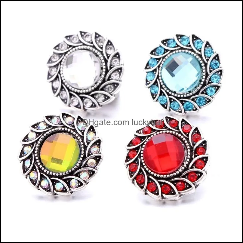 colorful rhinestone fastener 18mm snap button clasp metal charms for snaps jewelry findings suppliers