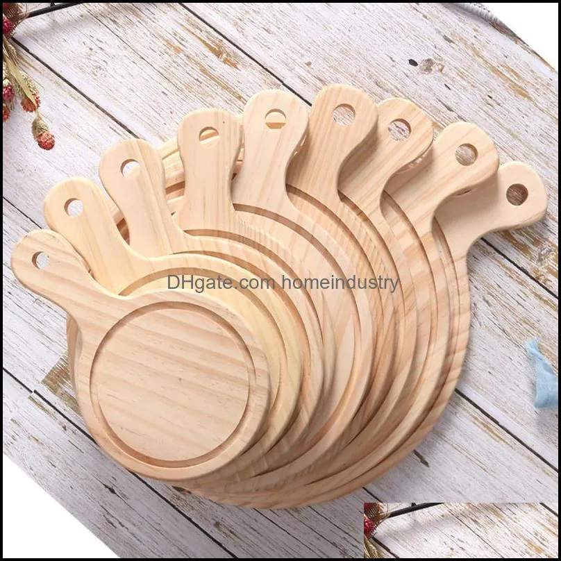 wooden round pizza board with hand 6inch-14inch pizza baking cutting tray cafe baking store dessert accessory 190 n2