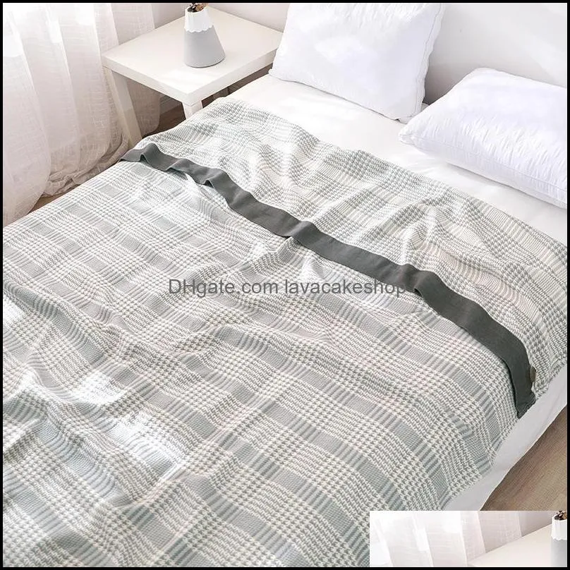 blankets bamboo fiber cotton blanket 5 layers gauze towel summer quilt houndstooth