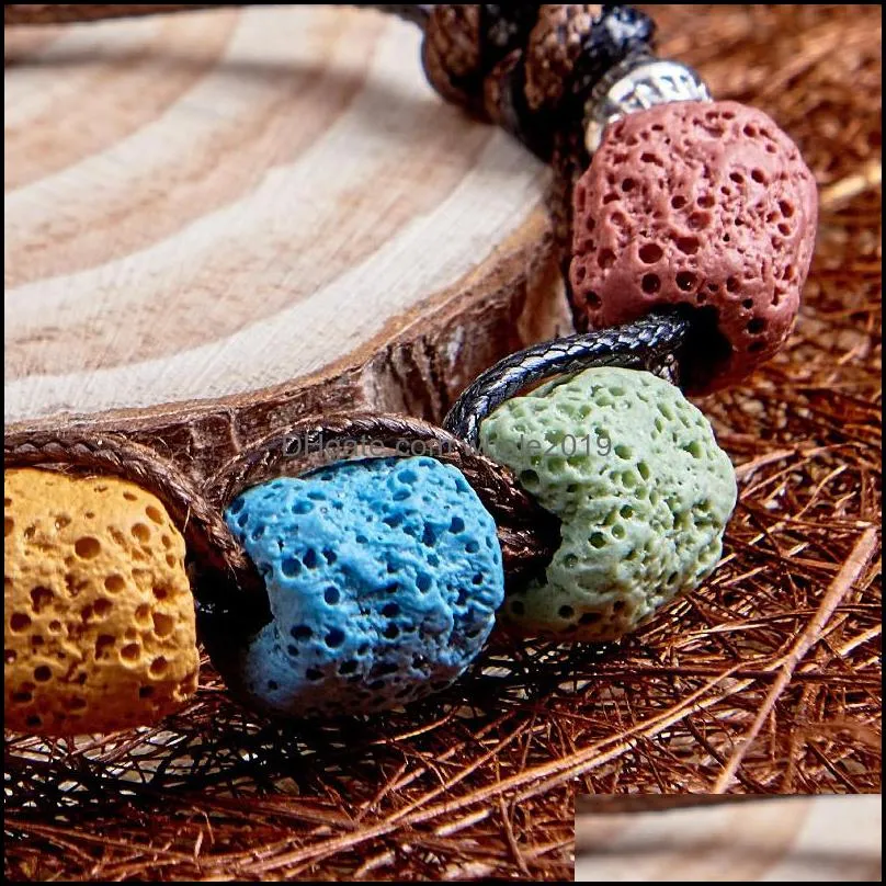handmade lava stone beads strand bracelet friendship bracelets adjustable rope essential oil diffuser women jewelry gift