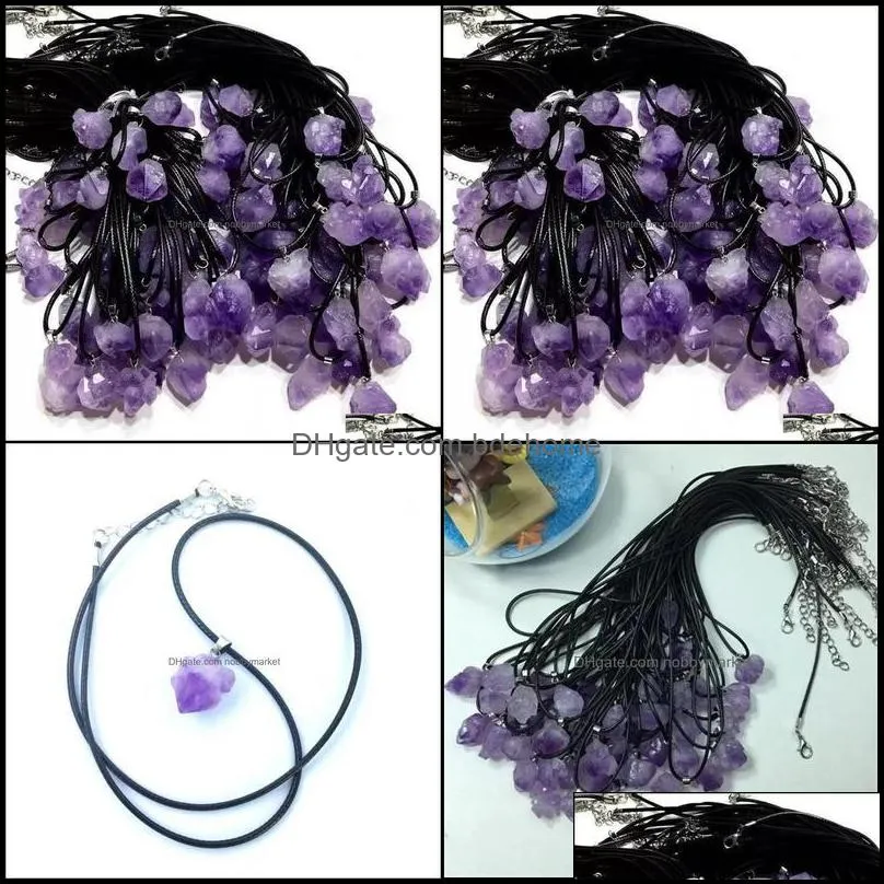 natural amethyst rough stone crystal pendant necklace energy stones healing meditation yoga gift wholesale drop delivery 2021 necklaces