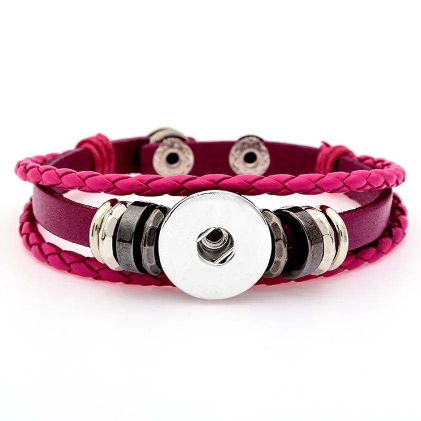 noosa punk multilayer snap button bracelet diy 18mm ginger snap button braided leather bracelet women men snaps jewelry