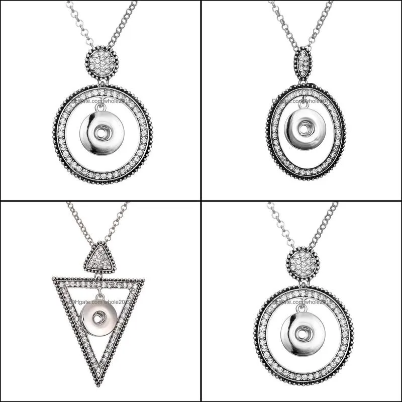 fashion crystal geometric frame necklace 18mm ginger snap pendant necklaces for women jewelry gifts