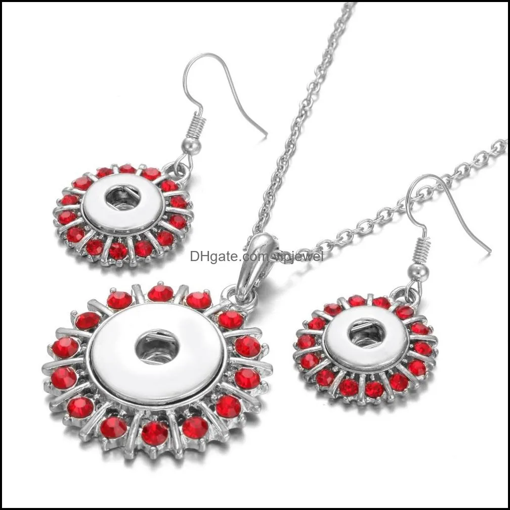 noosa crystal snap button jewelry set mini 18mm snap button necklace & 12mm snap earrings for women bohemia gift