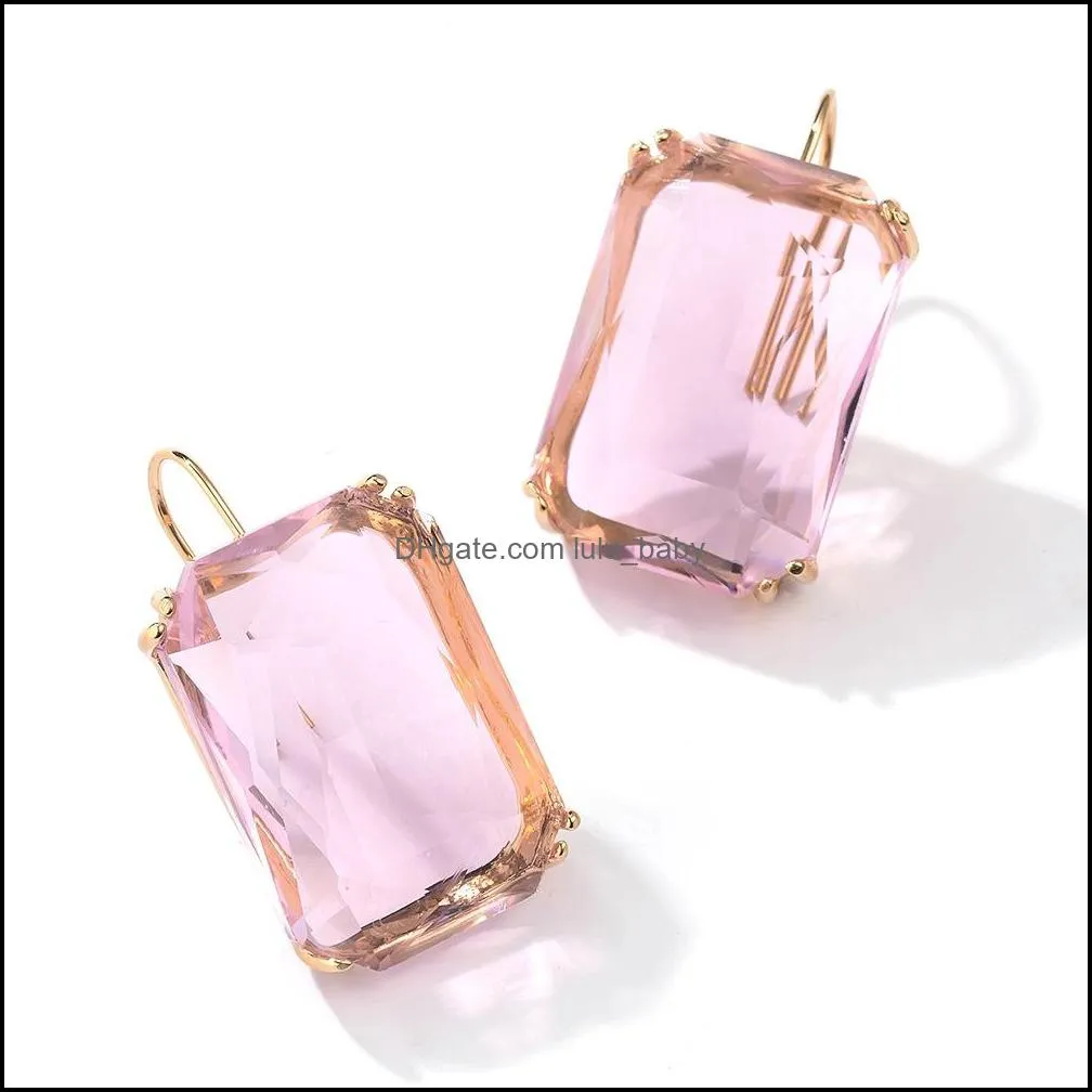 gold color studs glass crystal rhinetsone stud earrings for women square zircon earings jewelry wedding gift