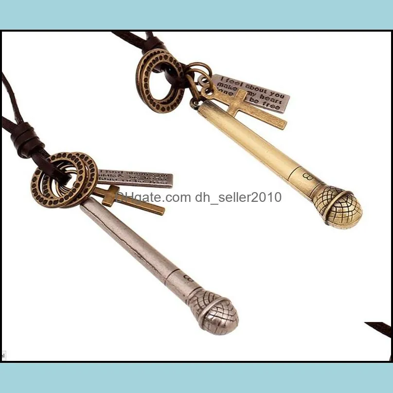 wholesale fashion jewelry spoon alloy necklace men`s personality leather rope clavicle necklace casual vintage punk necklace n0052 194