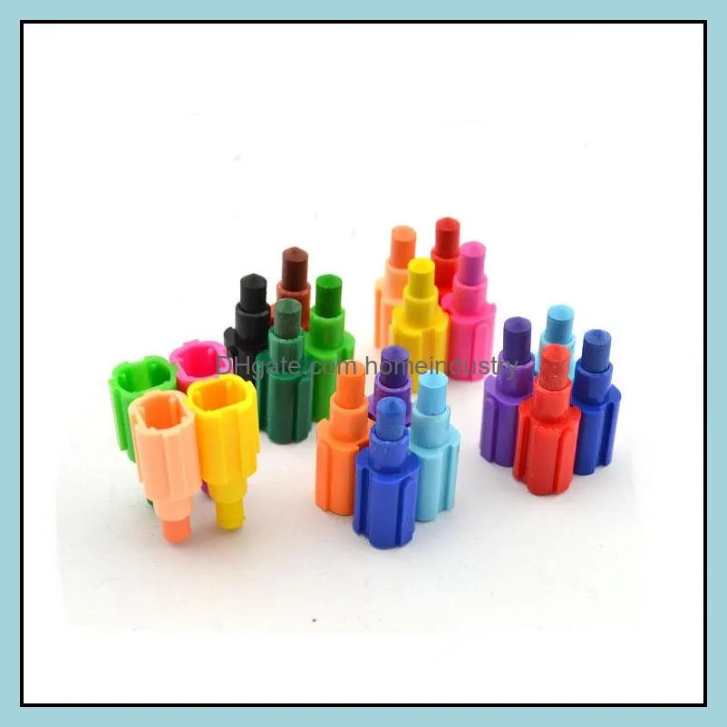 stacking buildable 12 colors crayons connect stack and build crayons sideways and up party favors kids toy building block wj084