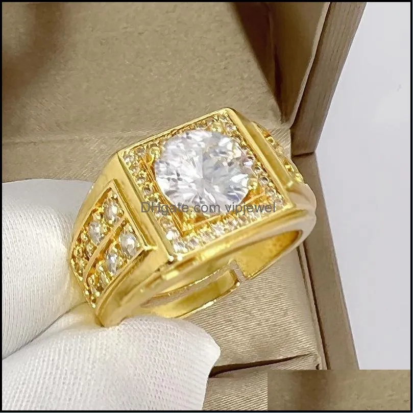 fashion gold white crystal cz ring for women men hip hop  engagement ring men wedding band party jewelry