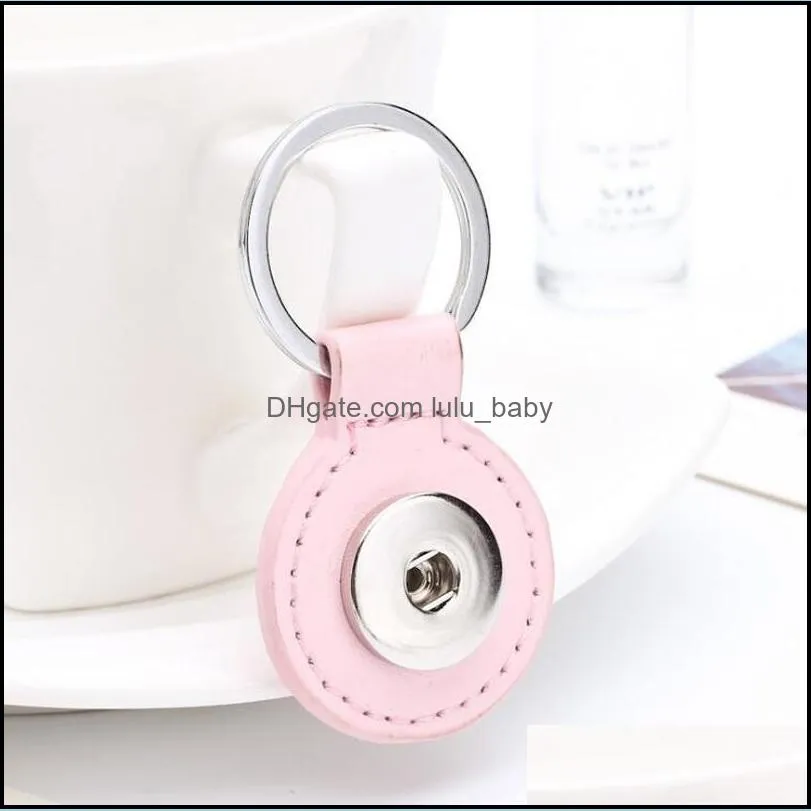 round pu leather snap button keychain 8 colors snap key rings fit diy 18mm snap jewelry
