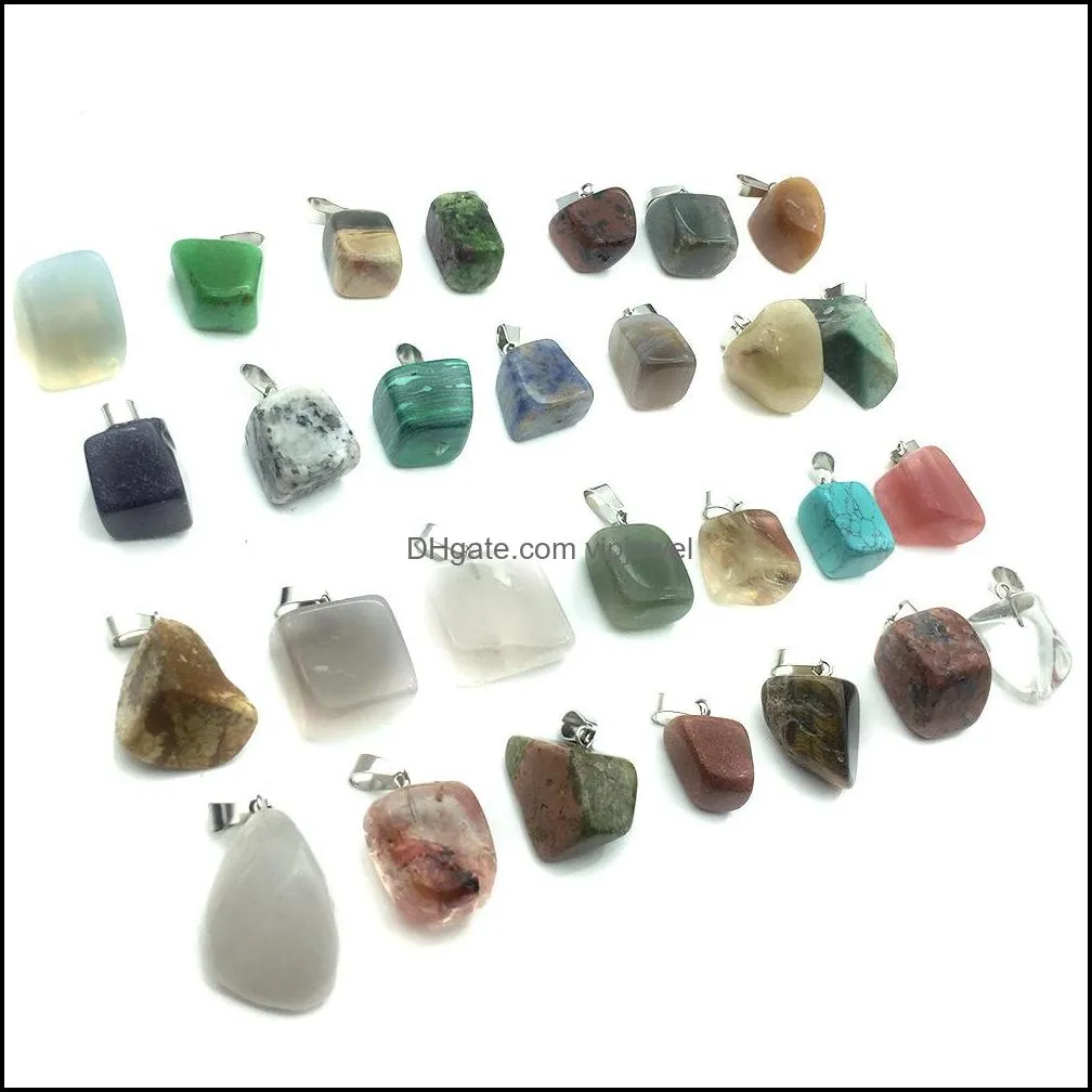 irregular chakra stone charms pendant reiki healing crystal charm hangings fashion necklace jewelry making wholesale