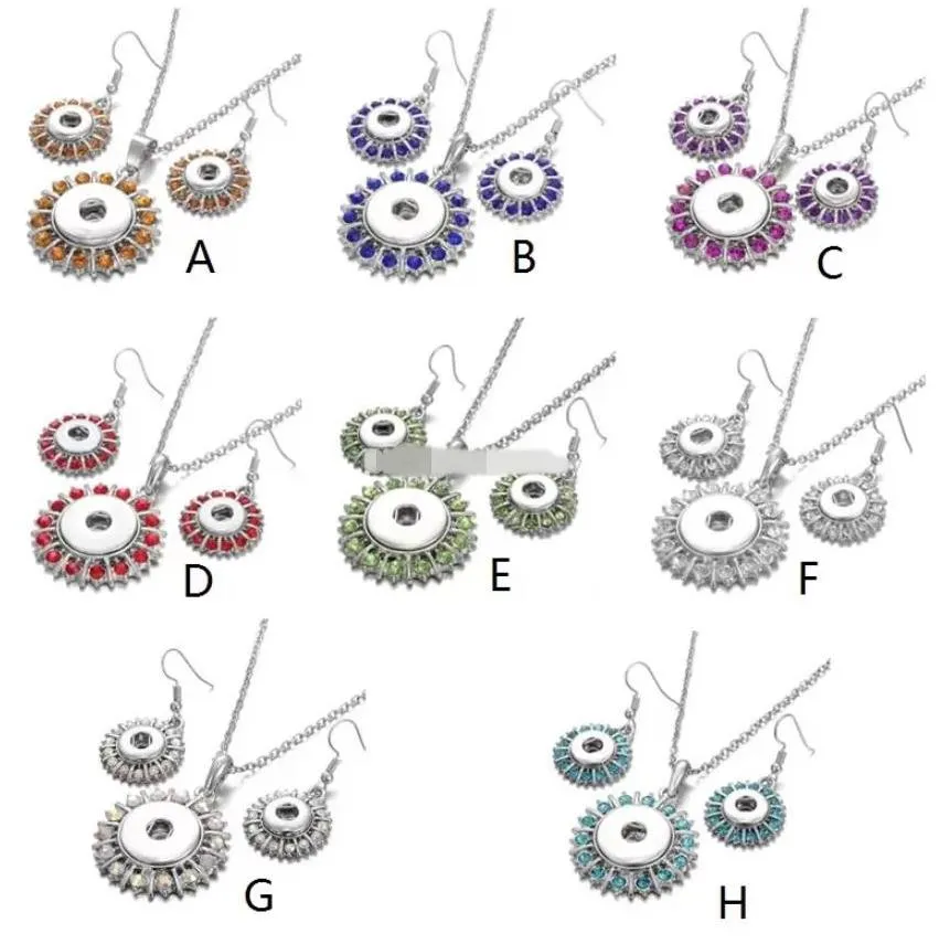 noosa crystal snap button jewelry set mini 18mm snap button necklace & 12mm snap earrings for women bohemia gift