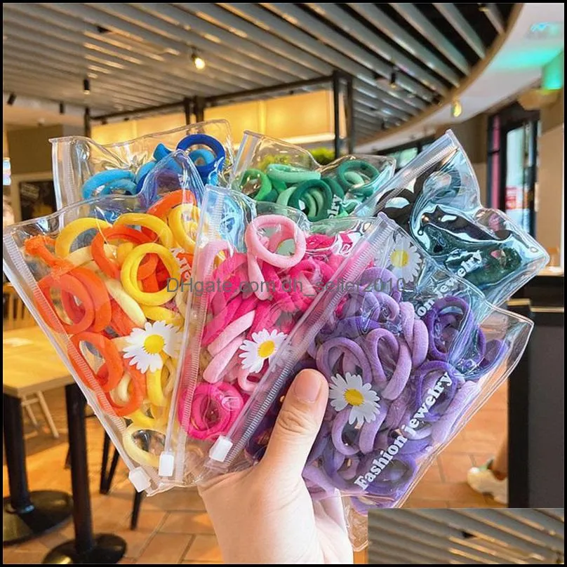 50pcs/bag children cute candy cartoon solid elastic hair bands girls lovely srunchies rubber bands kid hair accessories c3