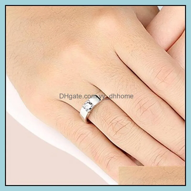 fashionable and generous rose gold-plated rhodium-plated ring couple ring classic 4-claw fashion men and women couple rings