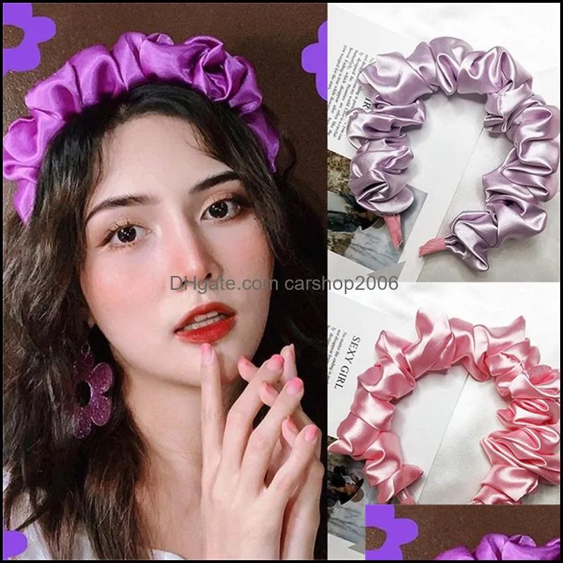 new fashion solid color headband silk cloth hair bands for women girls handmade hairband hair hoop hair accessories headwear 841 r2