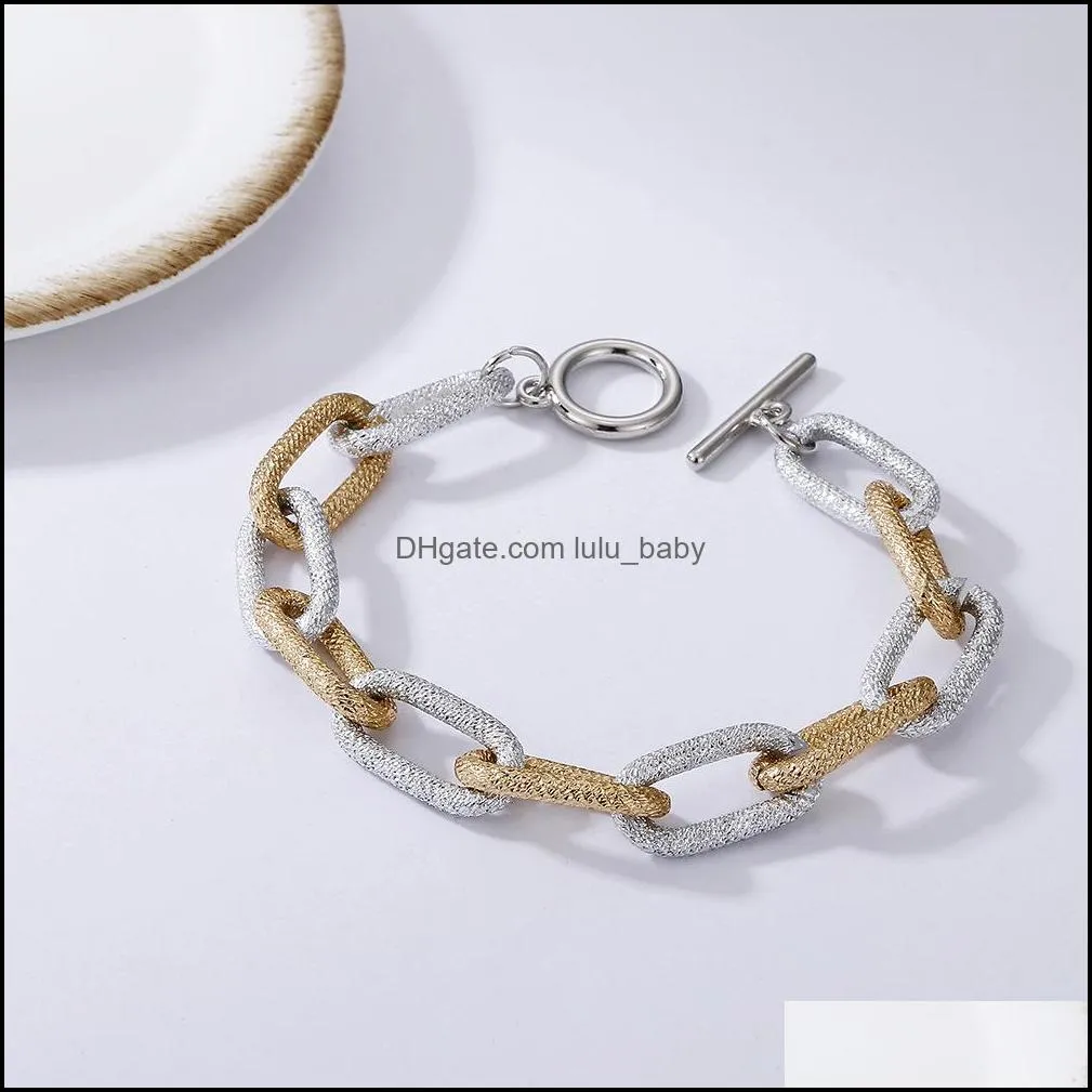 hip hop retro matte gold silver color assorted link chain bracelet for women gifts friends jewelry wholesale