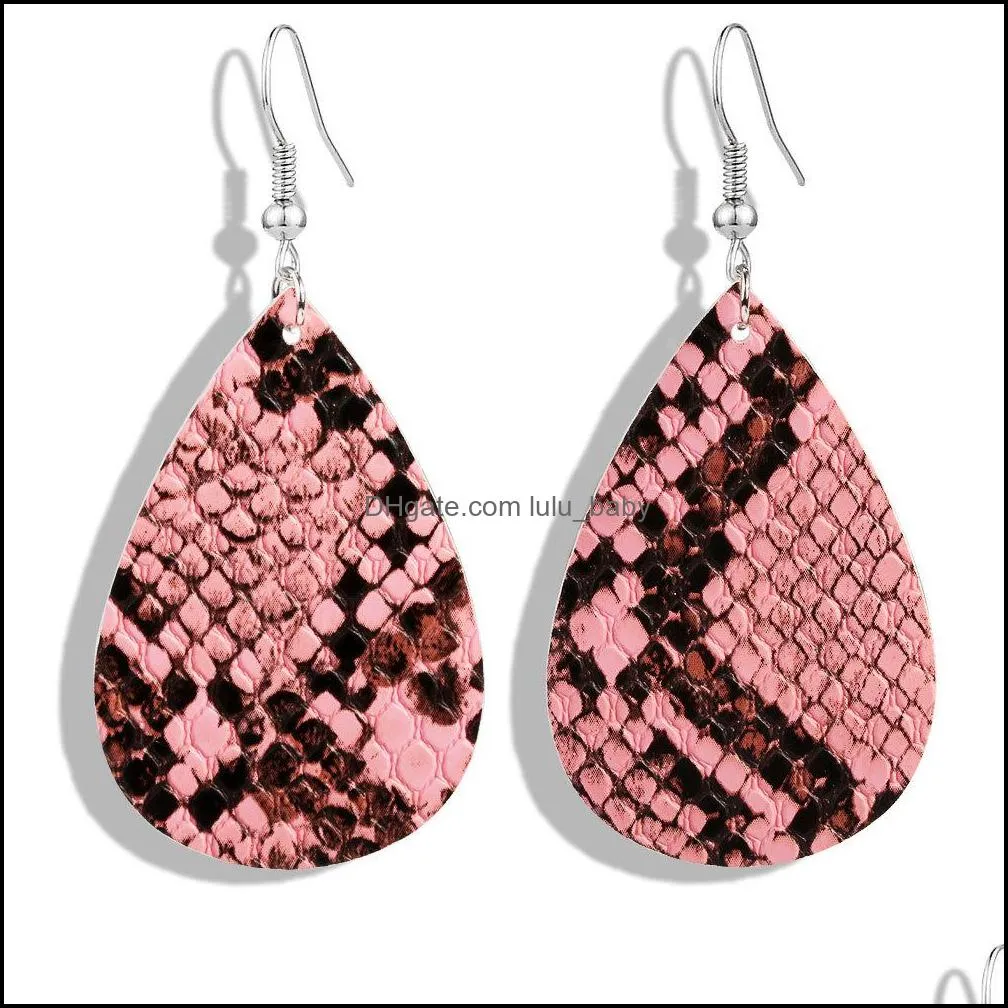 snakeskin pu leather charms earrings fashion tear waterdrop dangle earings for women jewery