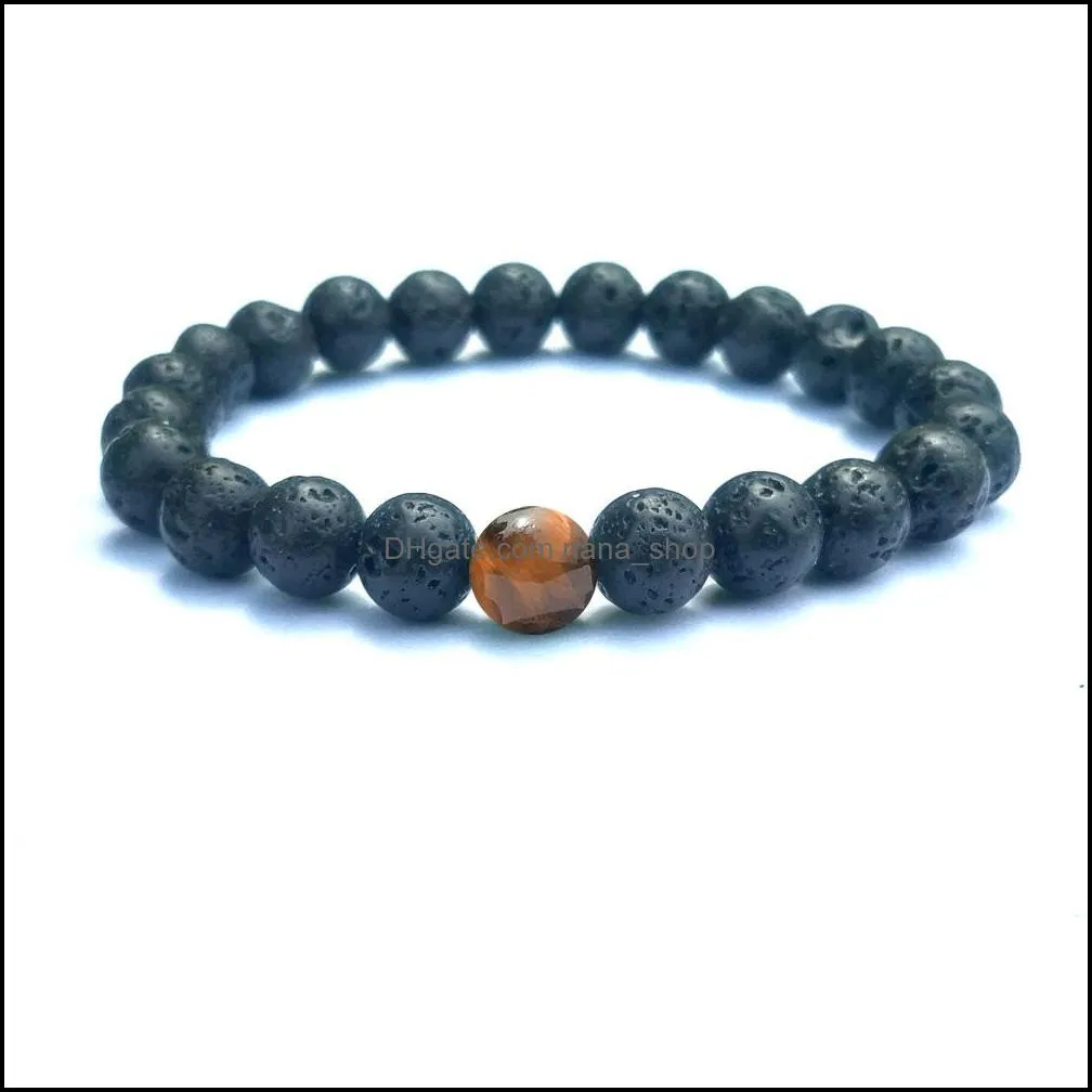 8mm agate chakras black lava stone beads elastic bracelets  oil diffuser bracelet volcanic rock beaded hand strings