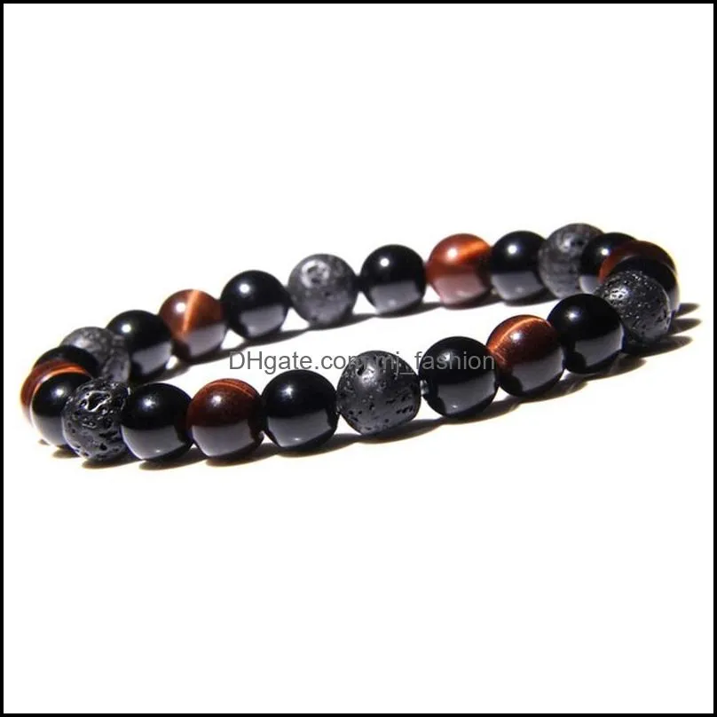 natural stone beads bracelets for women men lava rock tiger eye healing energy beaded chains bangle fashion jewelry gift 313 g2