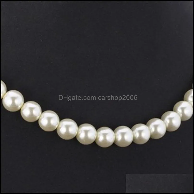 high quality synthetic pearl necklace for women trendy resizable luxury white/black beaded necklaces 600 k2