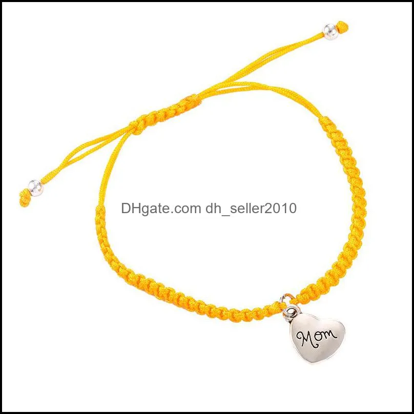 handmade heart mom charm bracelets colorful string woven bracelet for mom fashion i love you mom lucky jewelry 3629 q2