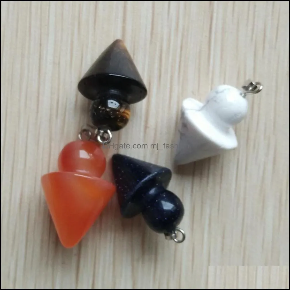 pendulum chakra circular cone pendant healing crystal reiki charms for necklace jewelry making amethyst rose quartz bead point acc
