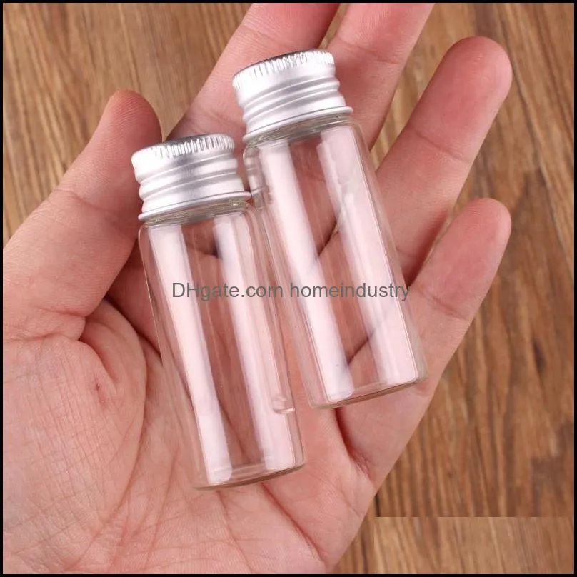 dia 22mm 5ml 10ml 20ml 25ml transparent glass bottles cute jar vials terrarium with silver screw lid wedding craft 100pcs259o