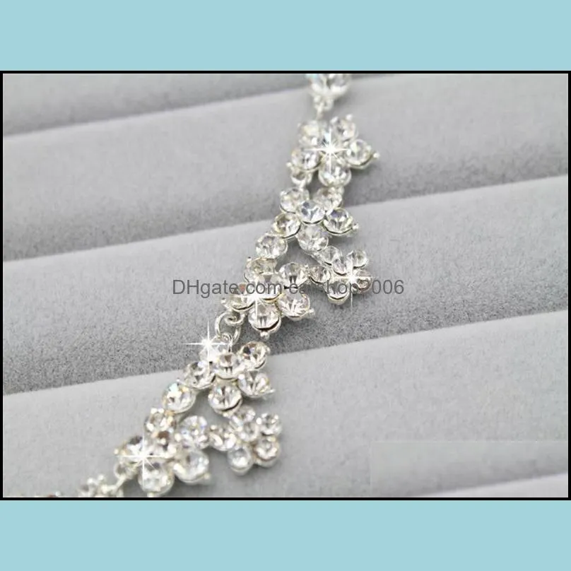 wedding jewelry sets engagement bridal rhinestone earring and necklace sets simple shining wedding dress accessories jewelry in bulk 702