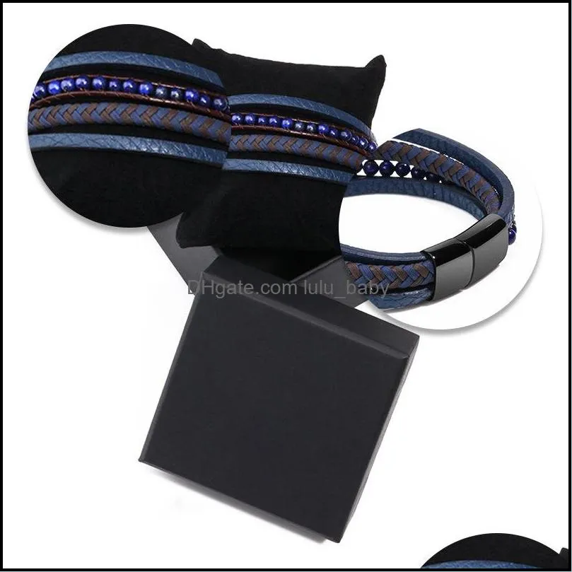 men fashion classic business tennis bracelet casual handmade creative glossy metal multilayer leather bracelets 20220302 t2