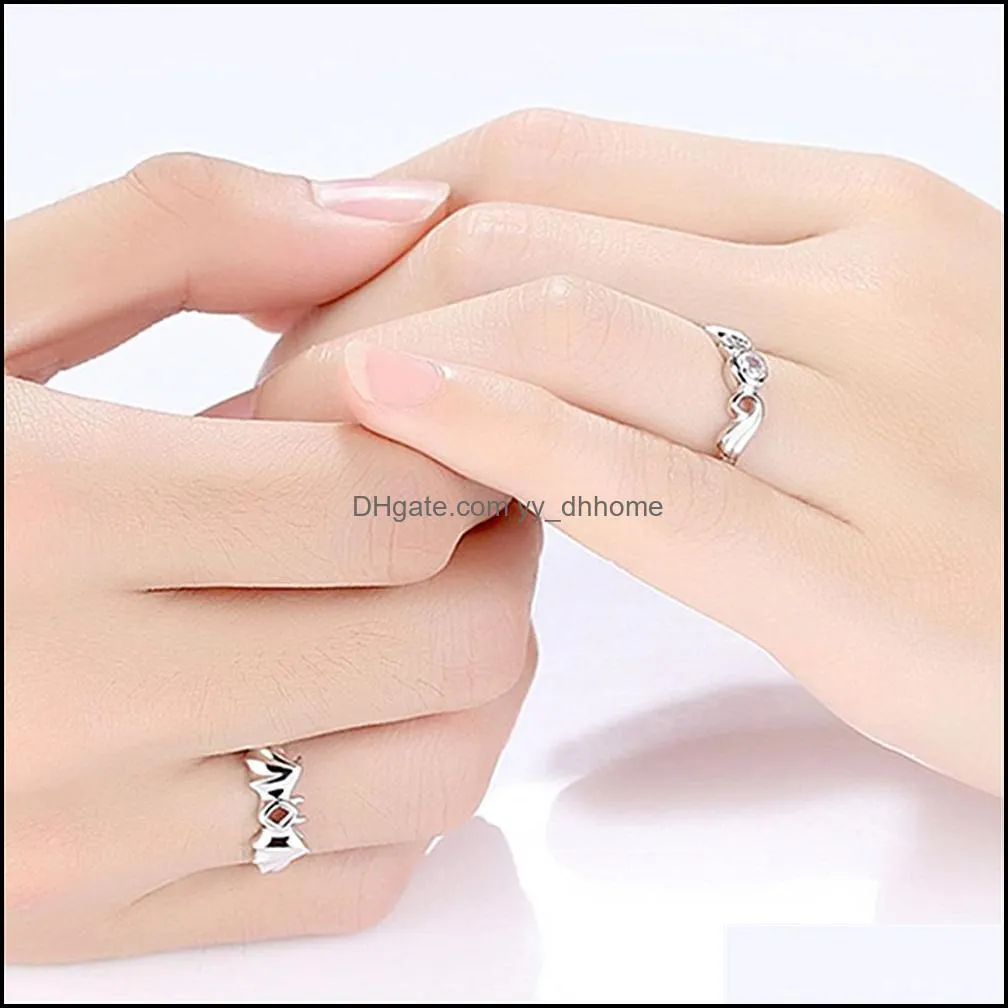 angel devil wings couple rings for women hip hop fine female adjustable rings christmas gift jewelry party silver ring