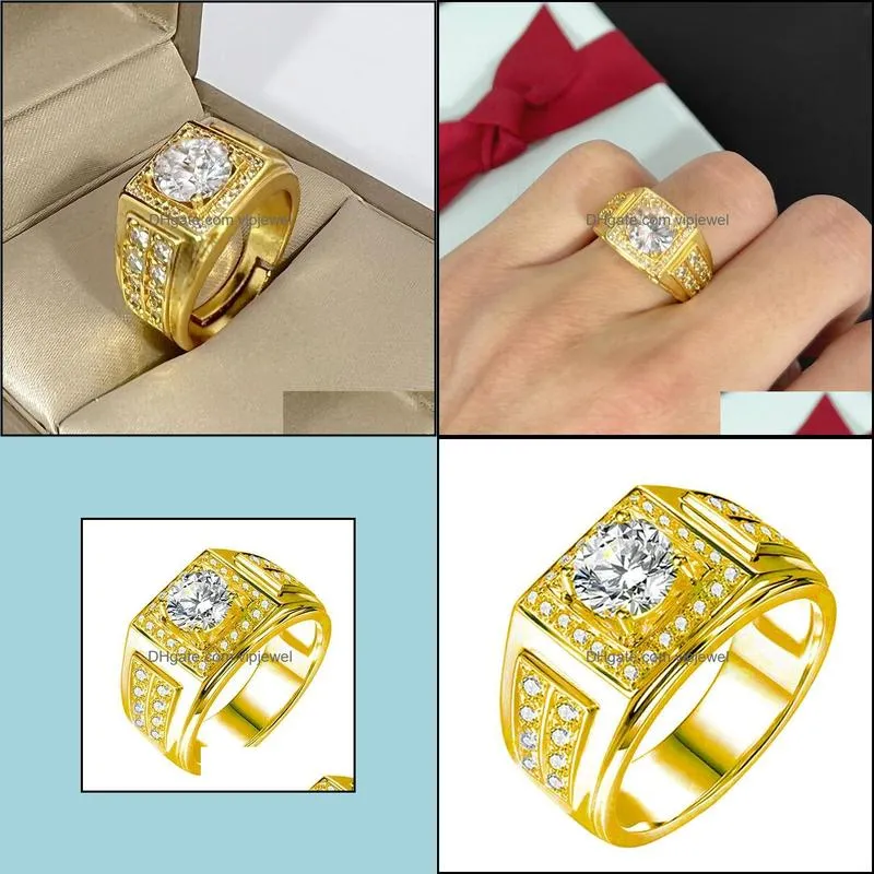 fashion gold white crystal cz ring for women men hip hop  engagement ring men wedding band party jewelry