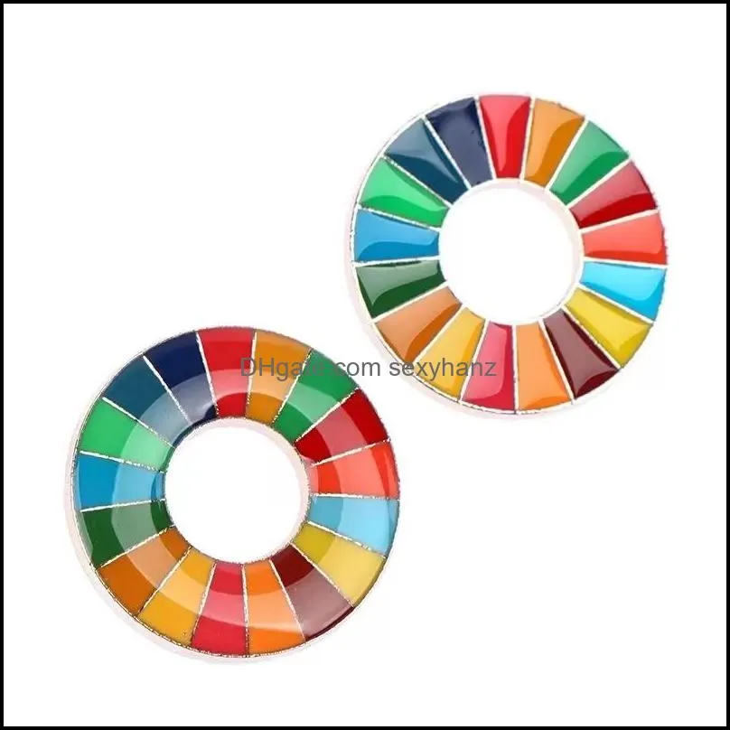 pins, brooches enamal 17 colors sustainable development goals brooch united nations sdgs pin badge fashion rainbow pins for women men