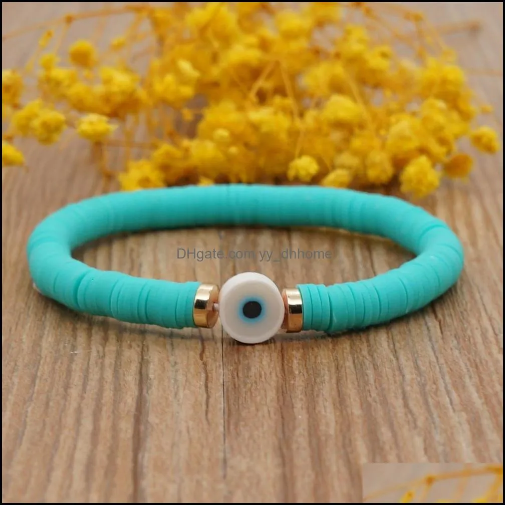 2021 new european and american style geometric candy color 6mm soft pottery bead bracelet woven eye bead hand chain female